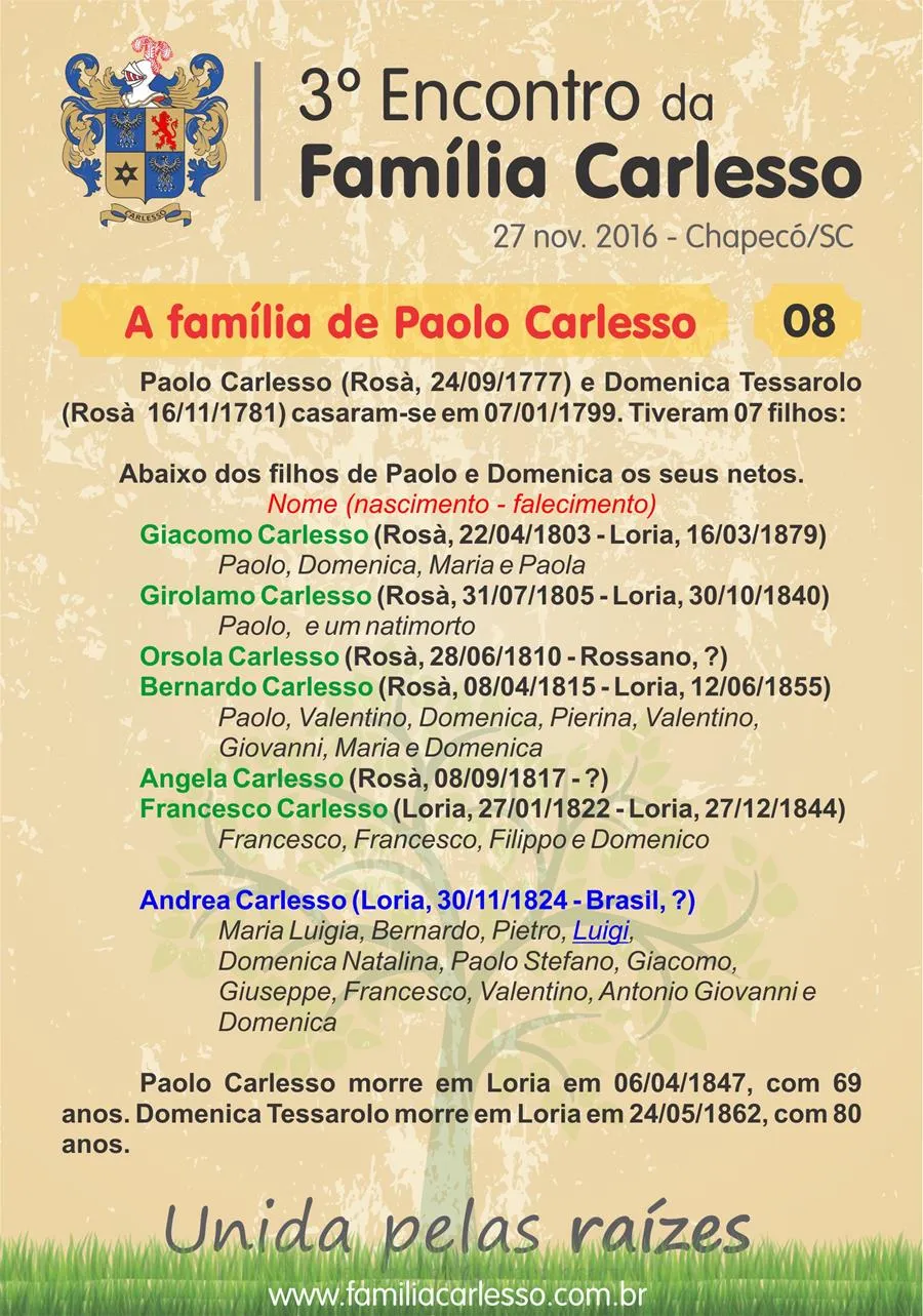 História da Família Carlesso, painel 08: A família de Paolo Carlesso